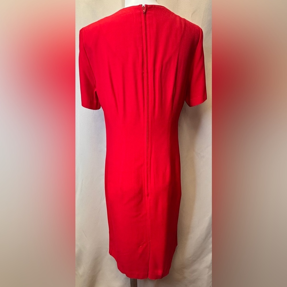 Vintage Betsy's Things Sweetheart Neckline Red Sheath Dress Size 8 Petite - Picture 4 of 5